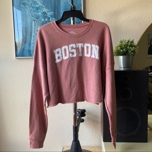 Pink Boston cropped sweatshirt